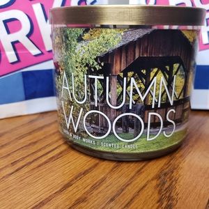Bath & Body Works Autumn Woods 3-Wick Candle w/ Special Lid